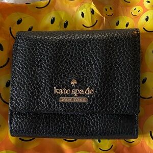 Kate Spade Black pebbled vintage Wallet with gold accents beautiful condition